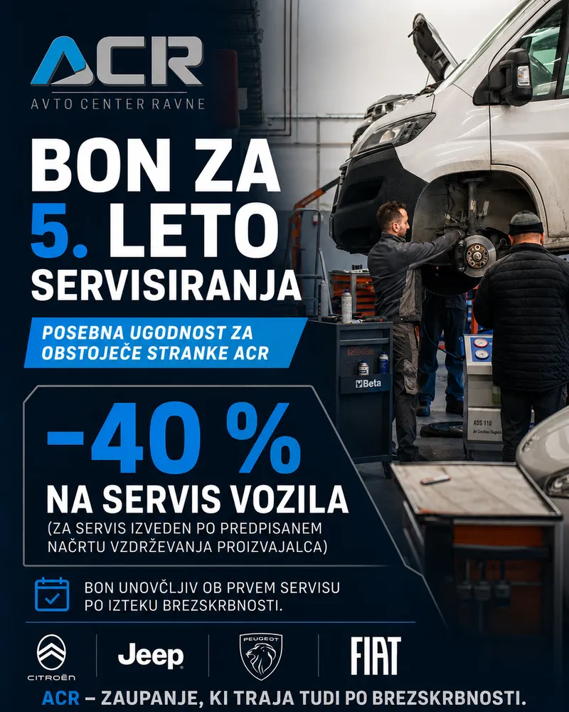 - 40 % ob prvem servisu po preteku brezskrbnosti