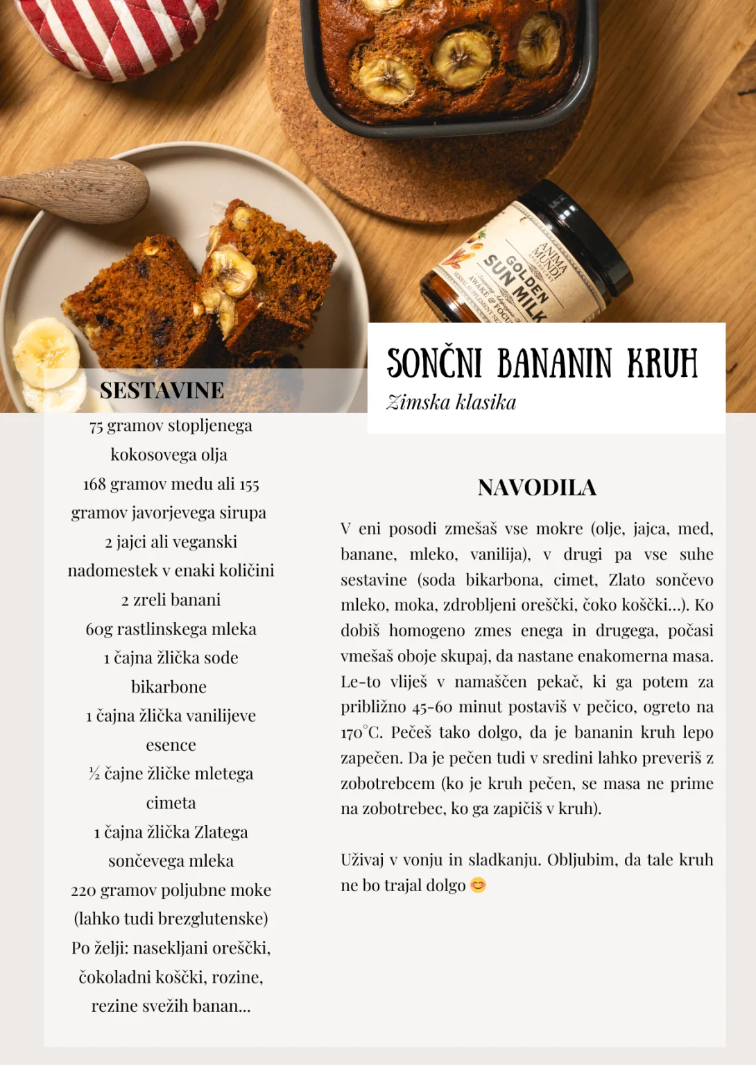 Sončni bananin kruh – sestavine in navodila
